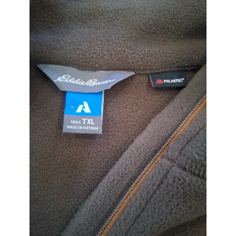 Eddie Bauer 1/4 Zip Pullover Mens TXL Brown First Ascent Polartec Fleece